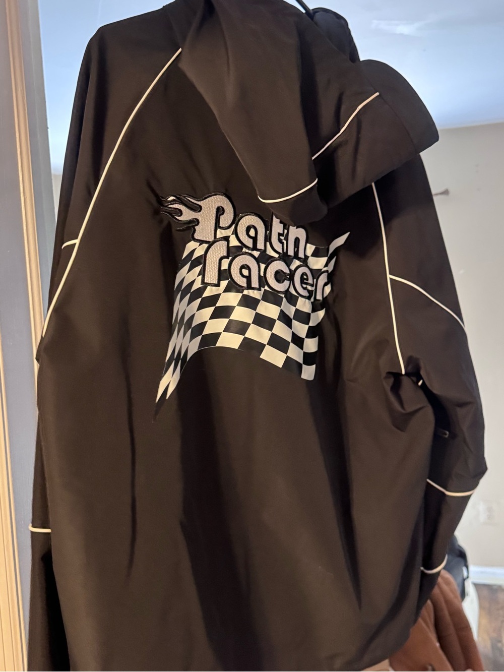 Zara Black Racing Graphic Windbreaker with White Piping